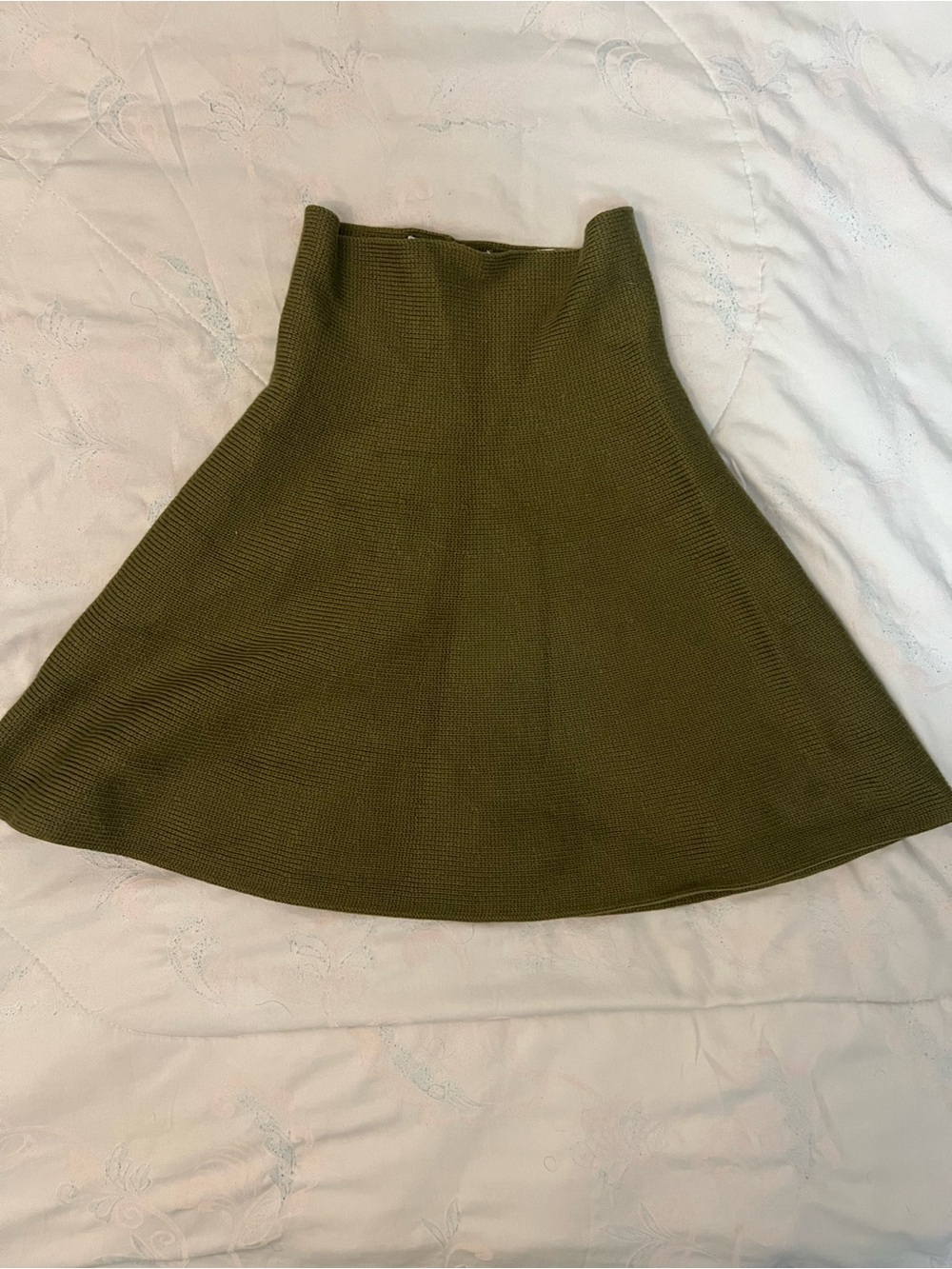 Zara Olive Green Knit Skater Skirt